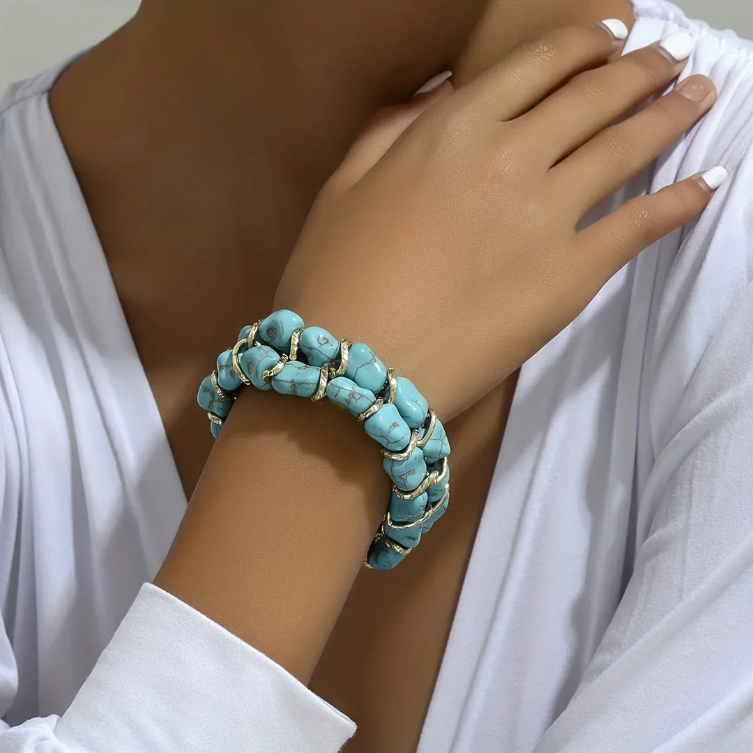 Elegantes Türkis-Gold-Armband