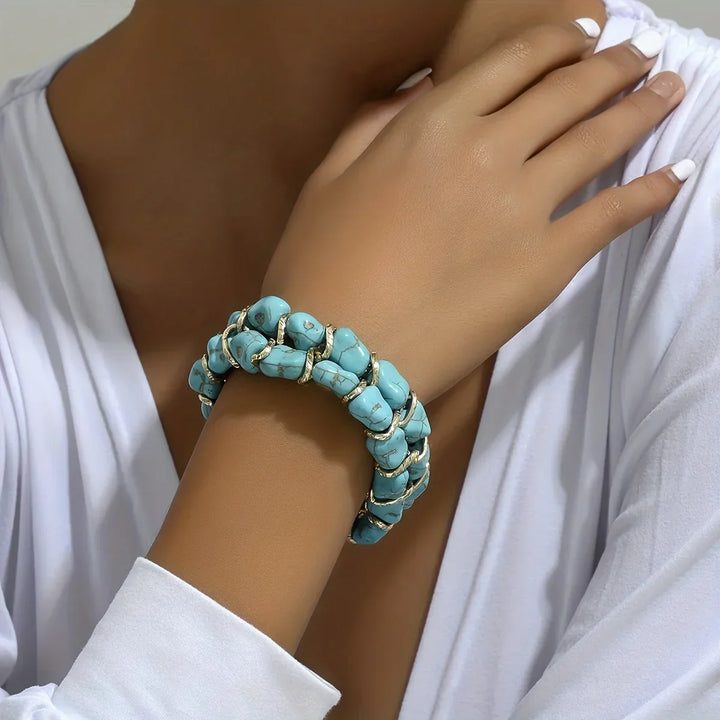 Elegantes Türkis-Gold-Armband
