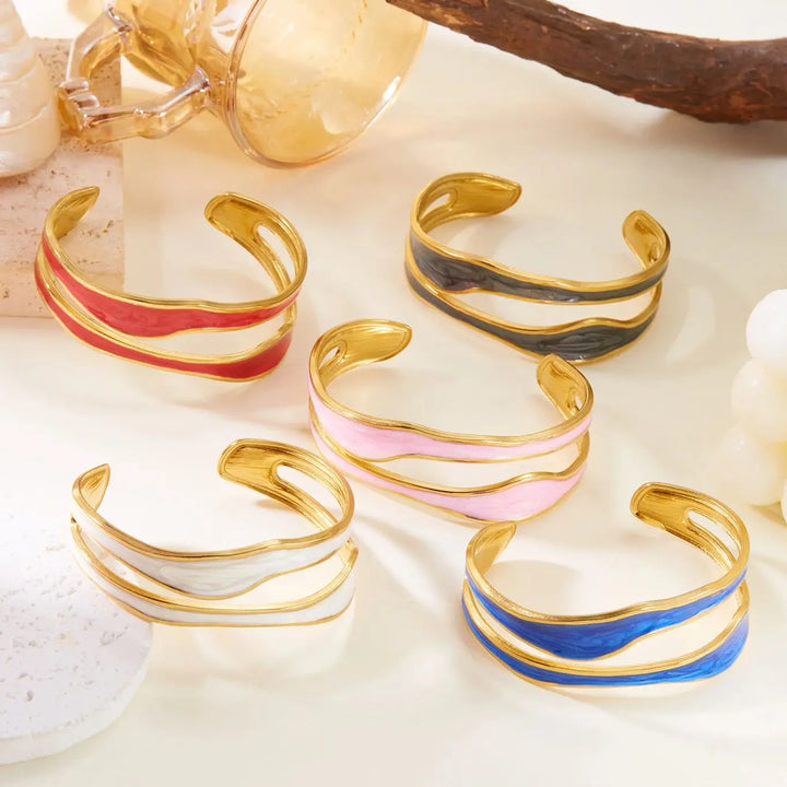 Modernes Wellen-Armband aus Edelstahl