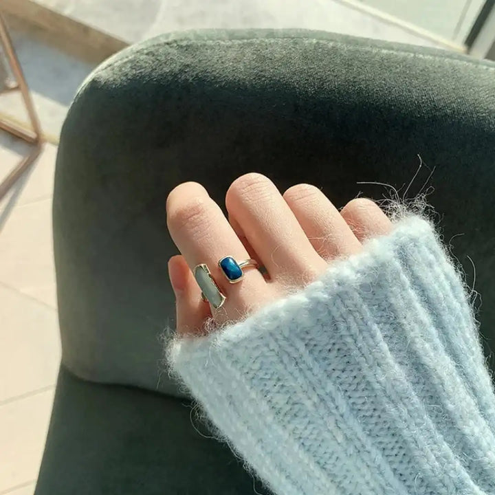 Bohemian Blue Gemstone Adjustable Ring