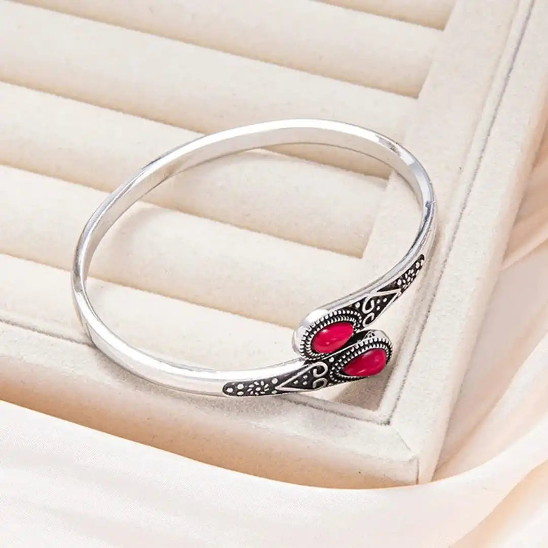 Vintage Bracelet with Colorful Gems and Tribal Design