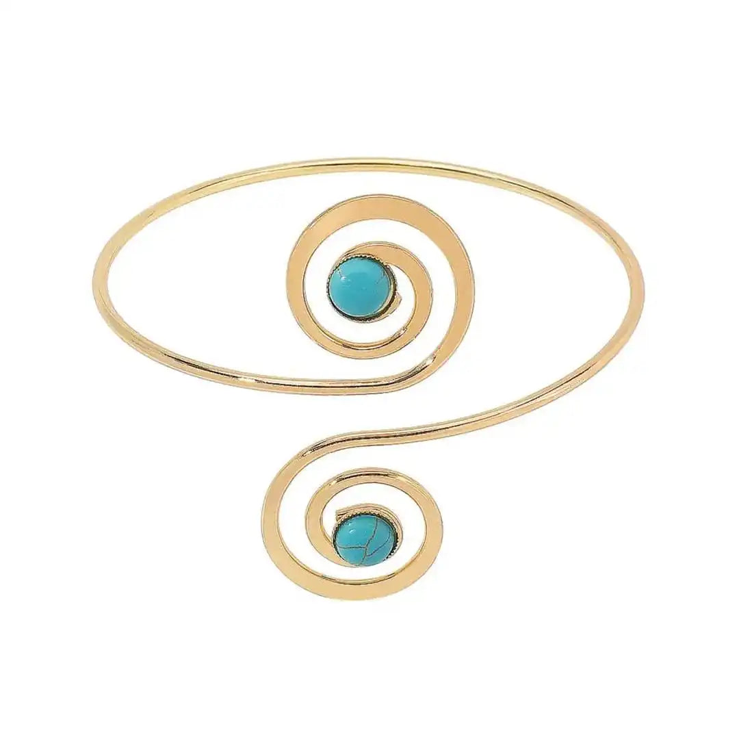 Bohemian Silver Crescent Turquoise Arm Bracelet
