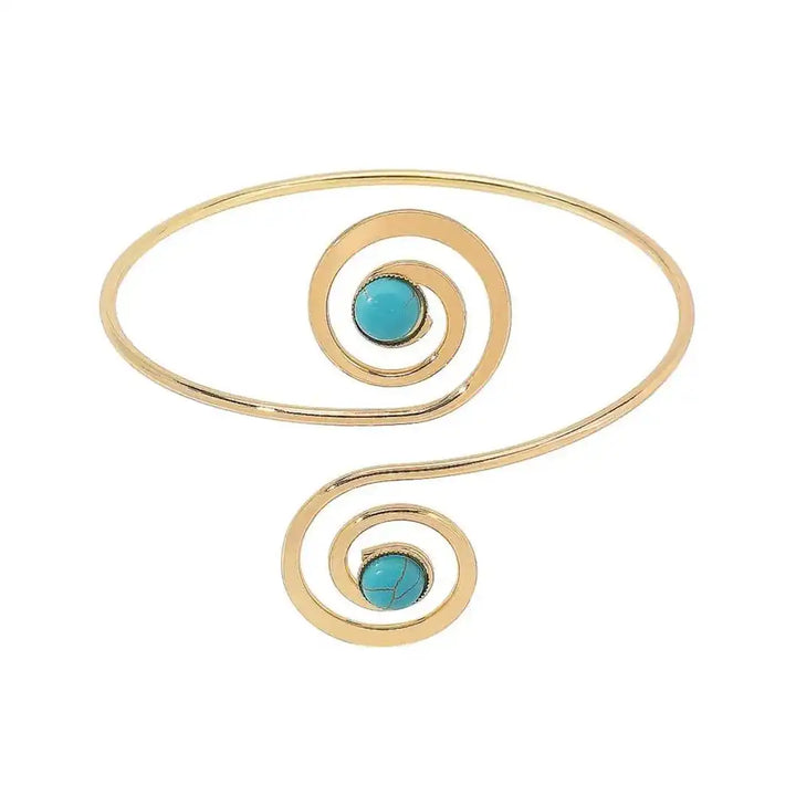 Bohemian Silver Crescent Turquoise Arm Bracelet