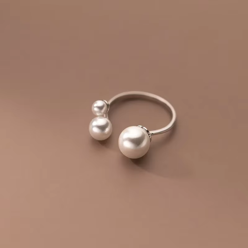 Adjustable Triple Freshwater Pearl Ring S925 Silver