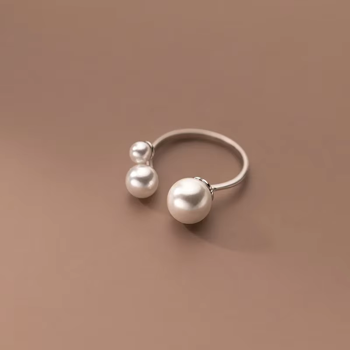 Adjustable Triple Freshwater Pearl Ring S925 Silver