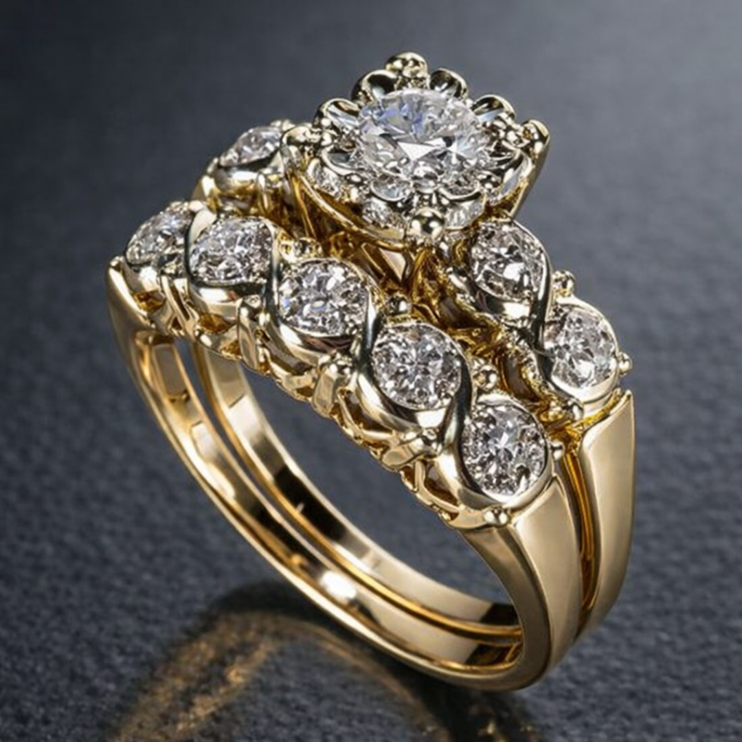 Vintage funkelnder Goldring