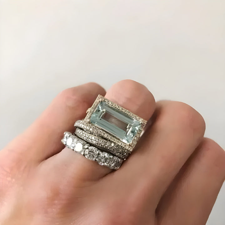 Vintage Silber-Ringset mit Türkisglas (3 Ringe)