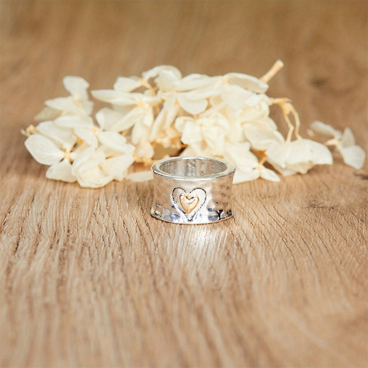 Retro Bicolor Silbriger Herzring