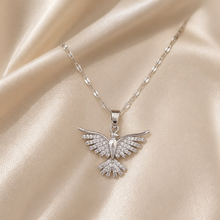 White Gold Phoenix Zirconia Necklace