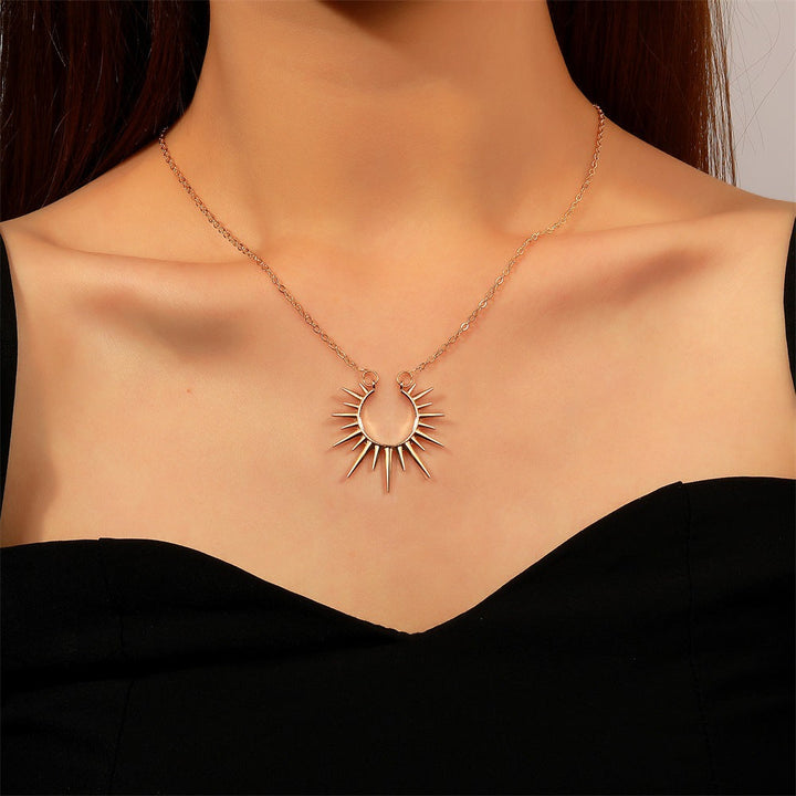 White Gold Sunflower Pendant Necklace