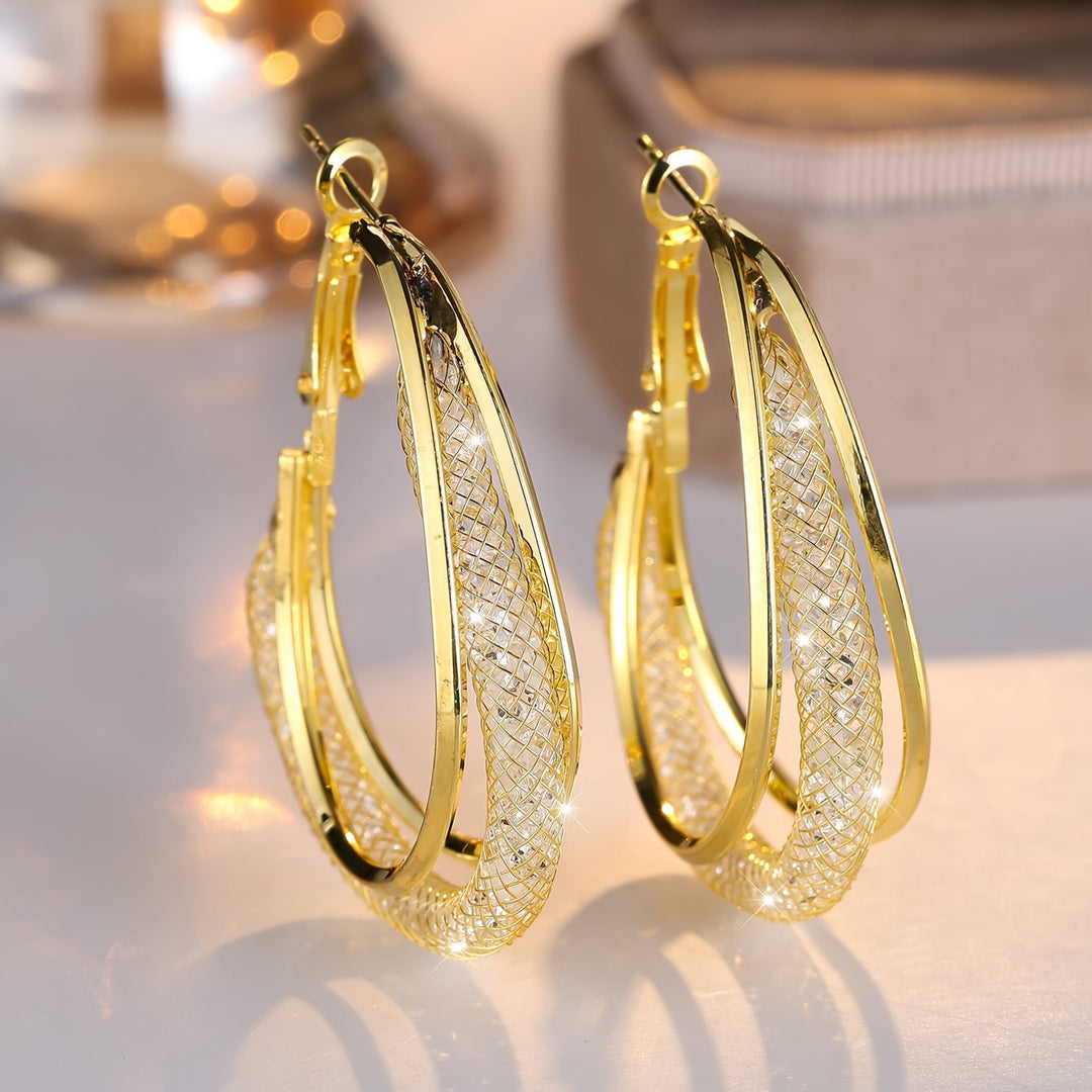Luxury Zirconia Mesh White Gold Earrings
