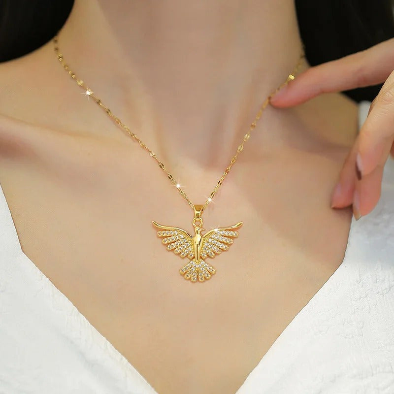 White Gold Phoenix Zirconia Necklace