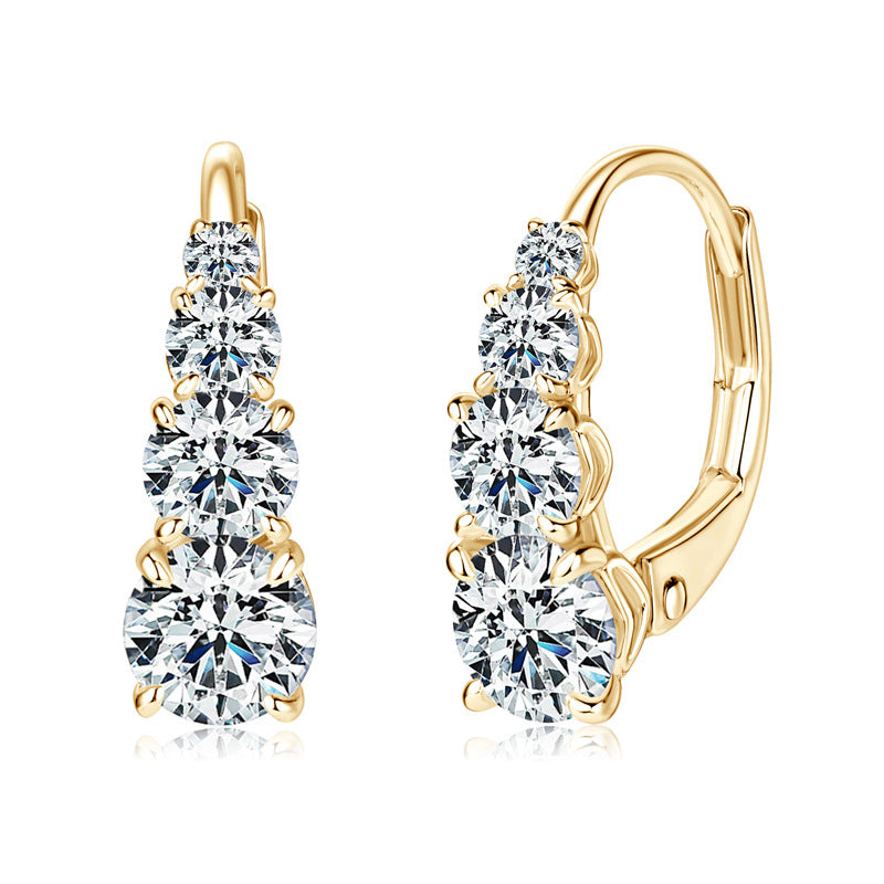 Four stone earrings | Gold