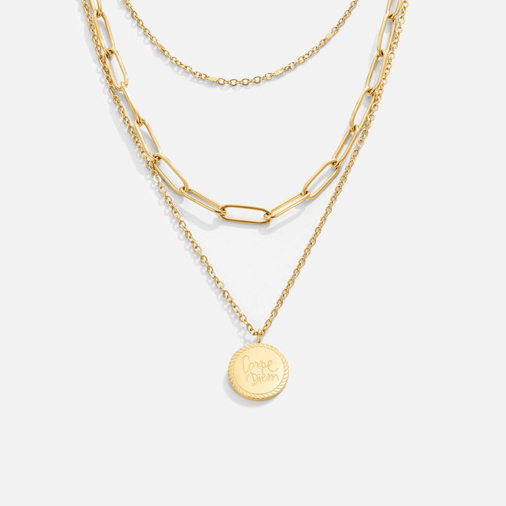 Gold Layered Paperclip & Coin Pendant Necklace