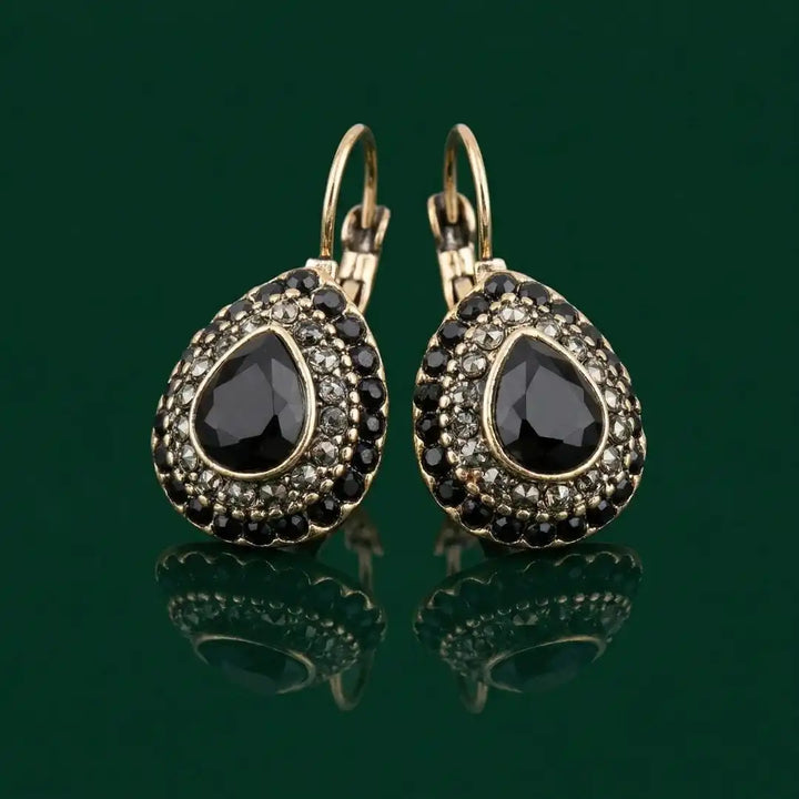 Vintage Gold Turquoise Gemstone Drop Earrings
