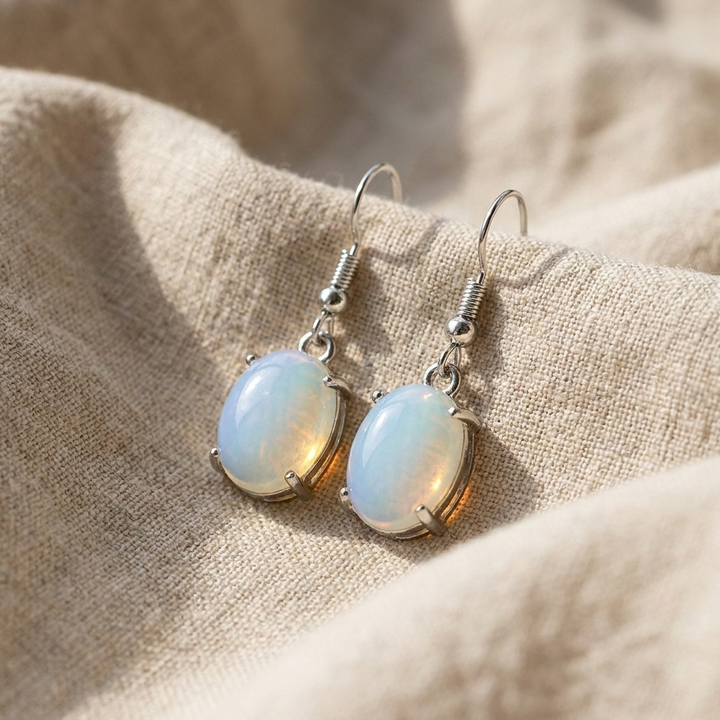 Ovale Opal Tropfen-Ohrringe