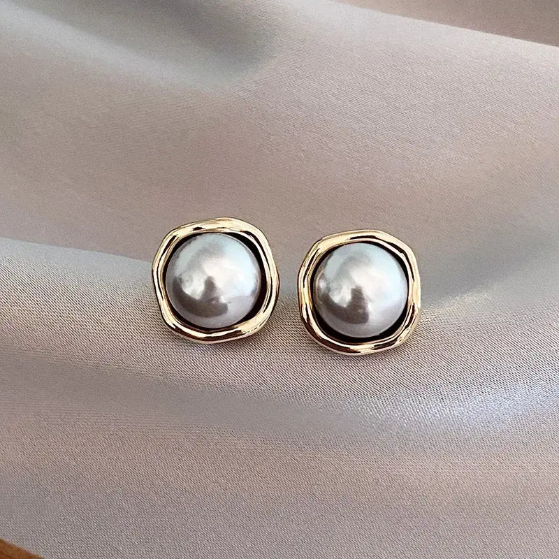 Luxe Black Pearl Stud Earrings
