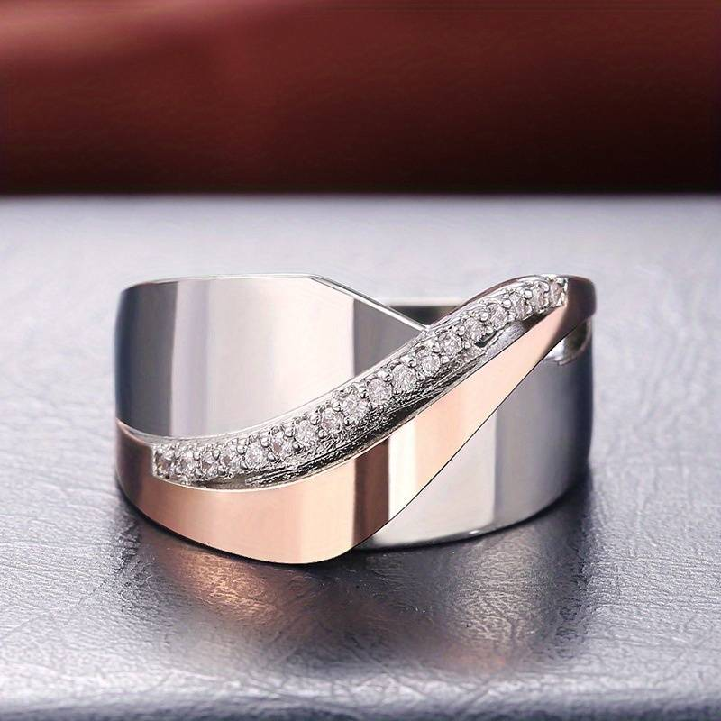 Vintage Ring mit Zirkonia in Roségold und Silber