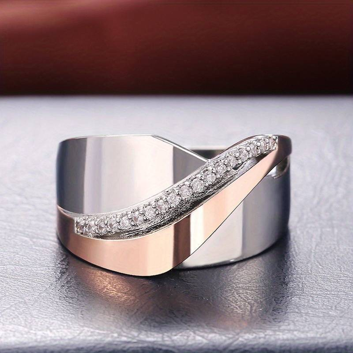 Vintage Ring mit Zirkonia in Roségold und Silber