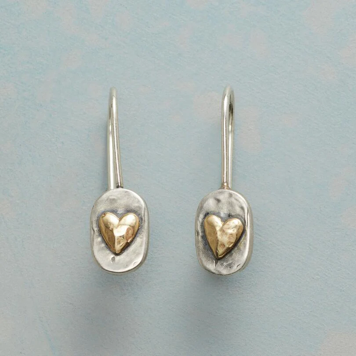 Vintage Ohrringe mit goldenem Herz in Silber