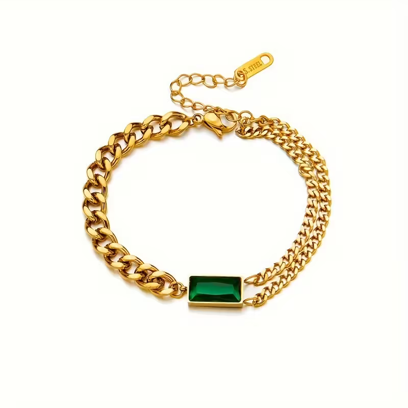 Zeitloses Gold-Smaragd-Bar-Armband