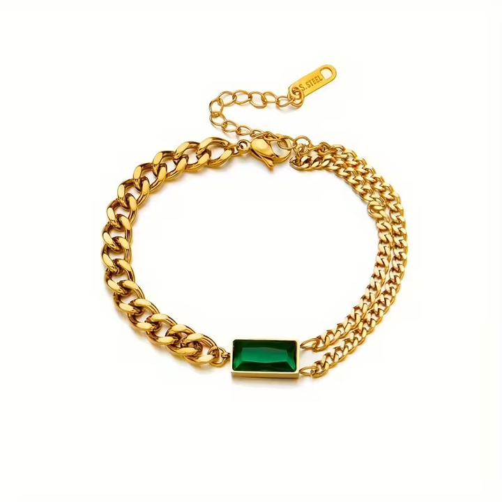Zeitloses Gold-Smaragd-Bar-Armband