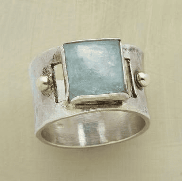 Vintage Green Square Moonstone Ring