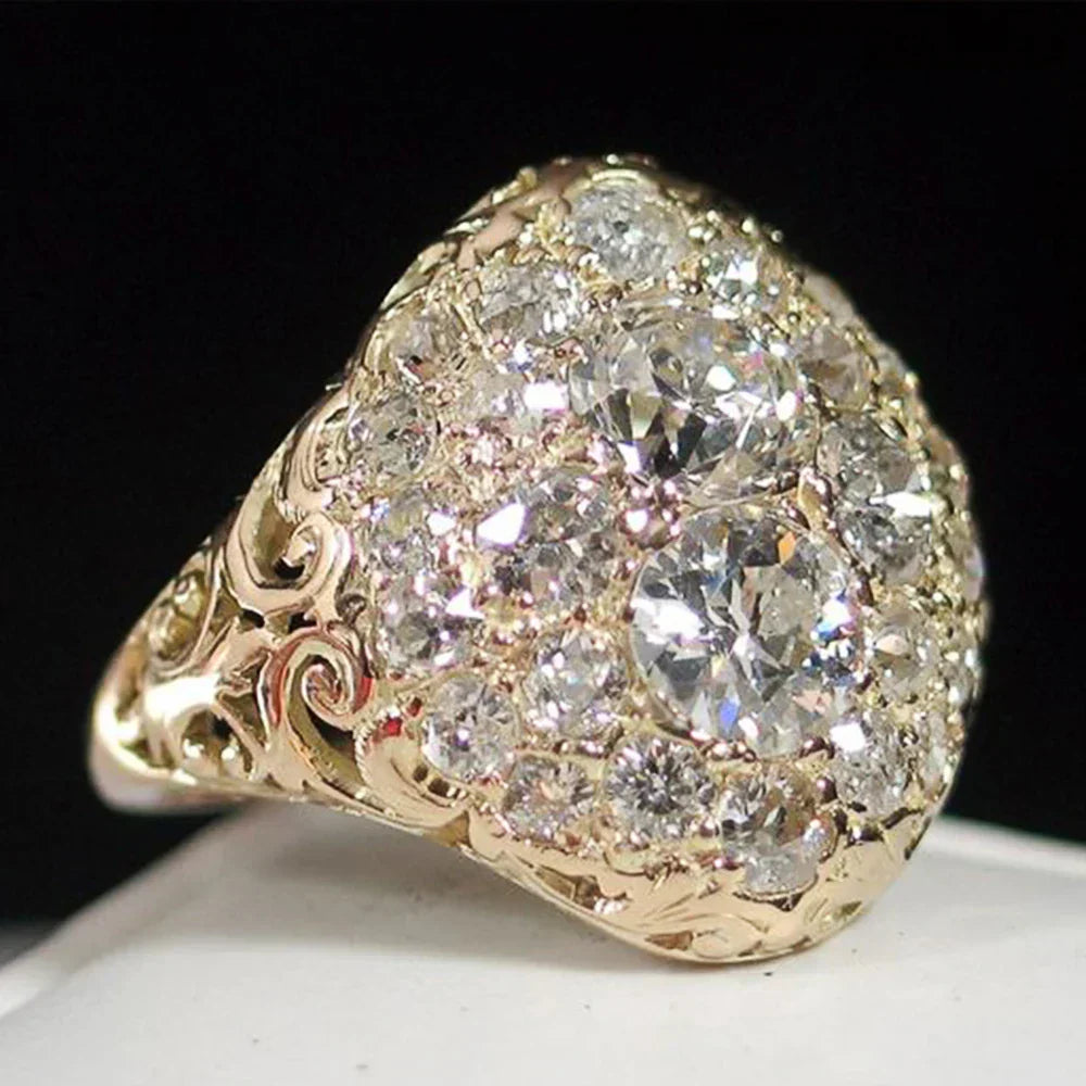 Vintage Goldring mit runden Diamanten