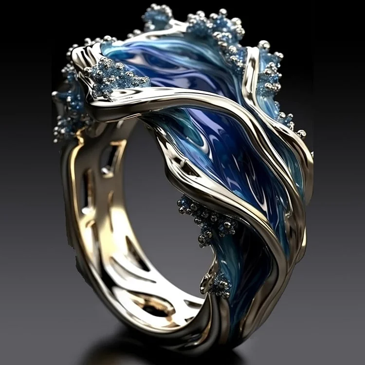 Vintage Goldring Ozean gewellt