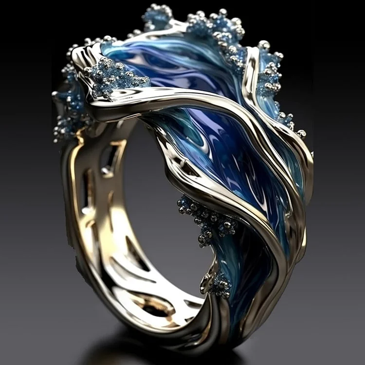 Vintage Goldring Ozean gewellt