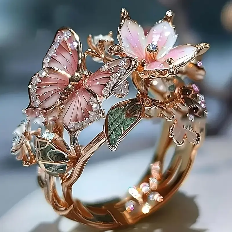 Naturring Schmetterling mit Zirkonia