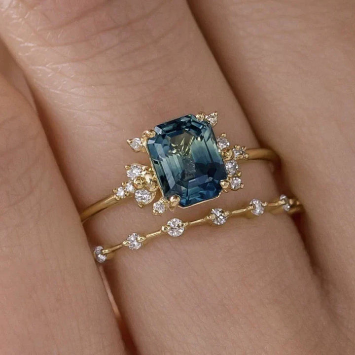 Ringset Blauer Kristall-Glanz