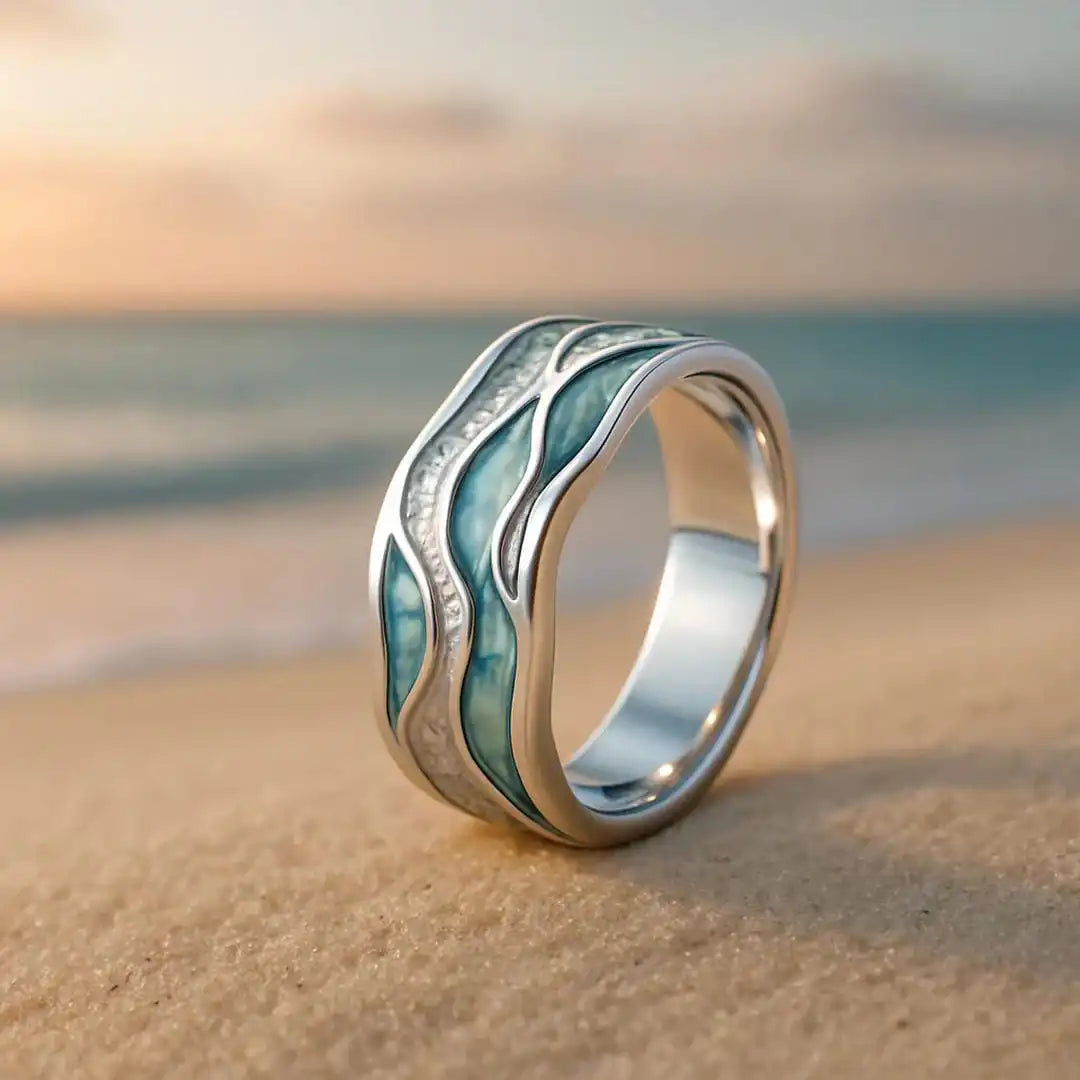 Turquoise Seasilver Ripple Ring