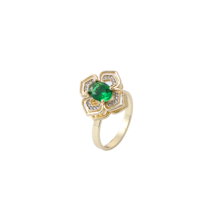 Clover Halo Emerald Rotating Ring | Gold