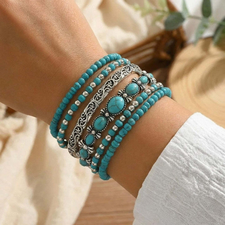 Turquoise Beaded Boho Bracelet Set