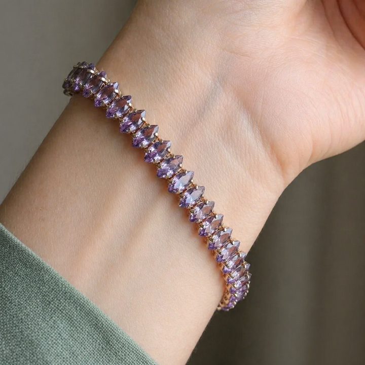 Elegantes Marquise-Amethyst-Gold-Armband