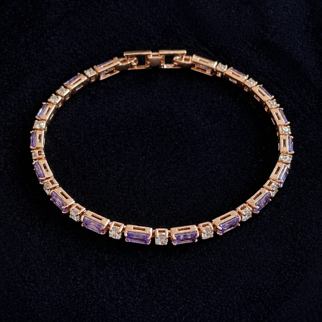 Elegantes Amethyst-Roségold-Armband