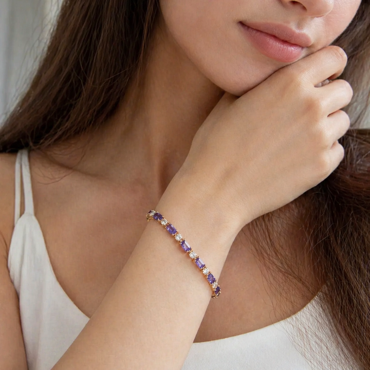Elegantes Amethyst-Roségold-Armband