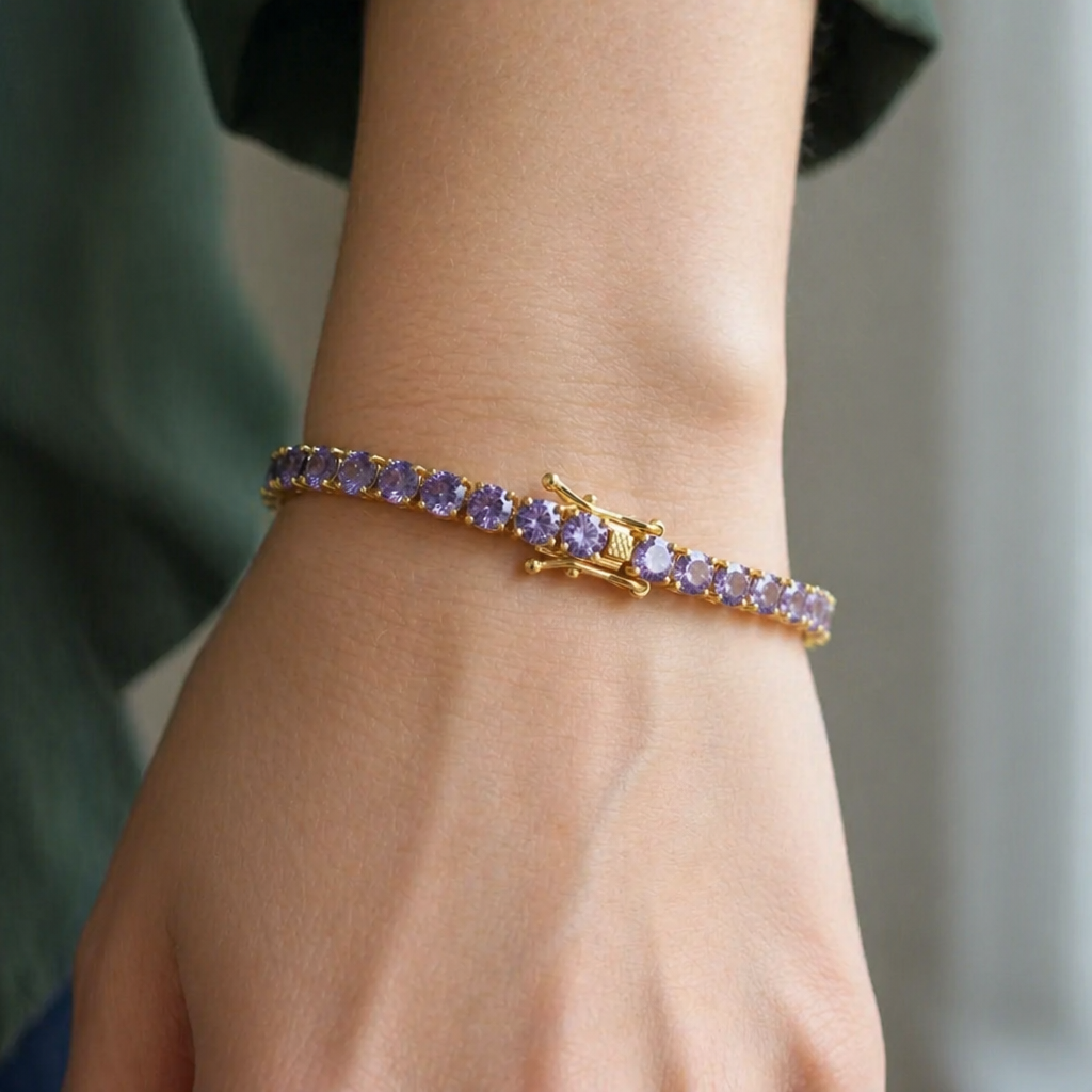 Elegantes Amethyst-Weißgold-Armband