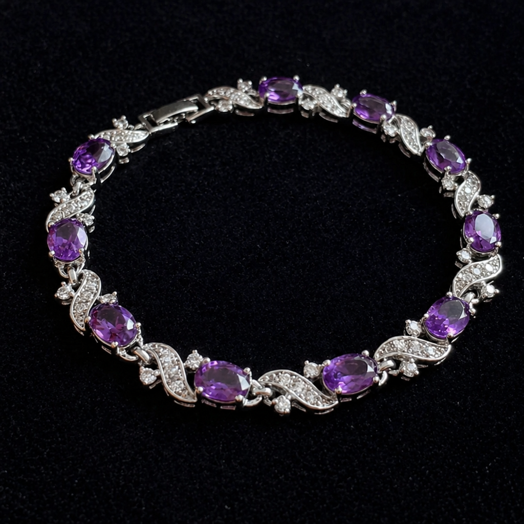 Elegantes Valethyst-Weißgold-Armband