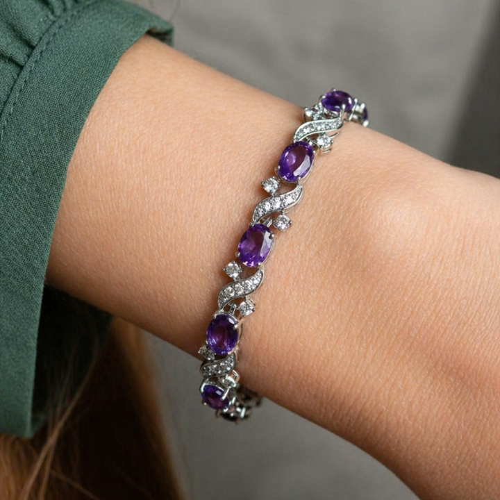 Elegantes Valethyst-Weißgold-Armband