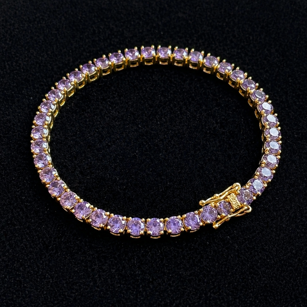 Raffiniertes Amethyst-Gold-Armband