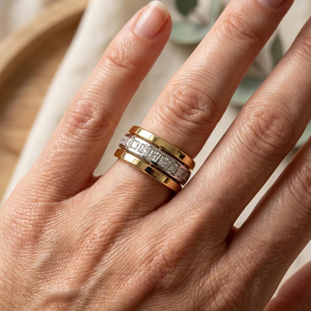 Bicolor Gold Zirkonia-Ring