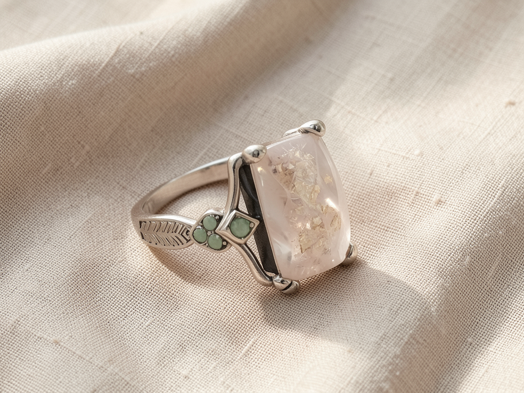 White Opal Silver Ring