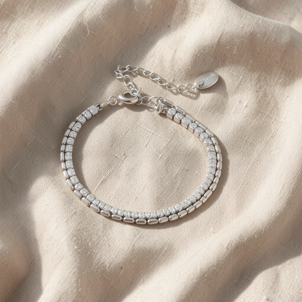 Double Row Crystal Tennis Bracelet