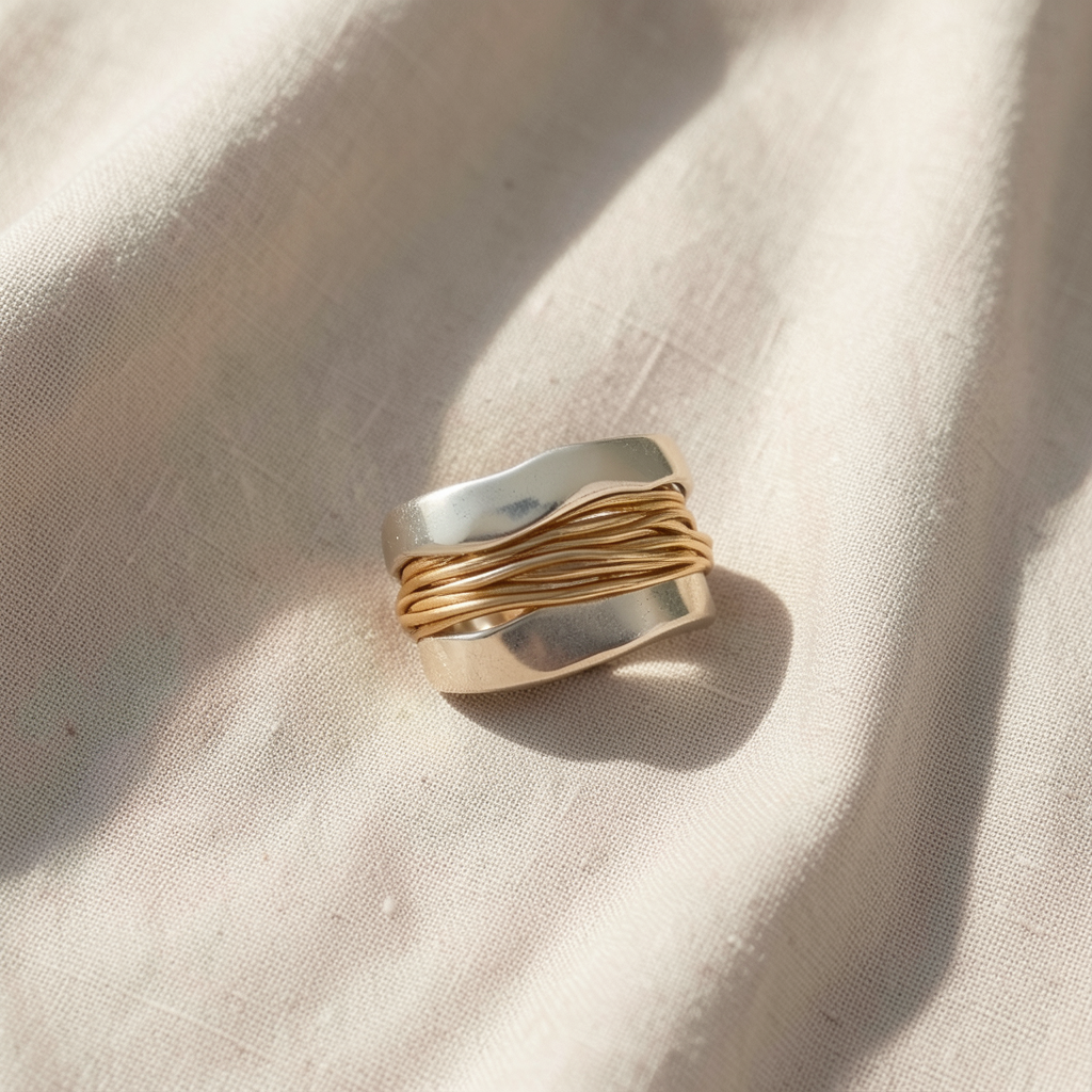 Silver Gold Thread Ring