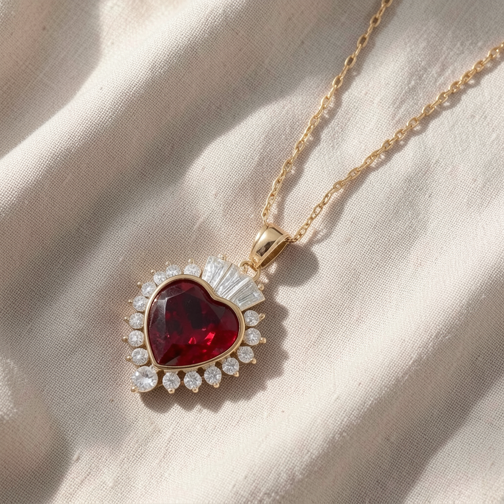 Ruby & Moissanite Gemstone Necklace