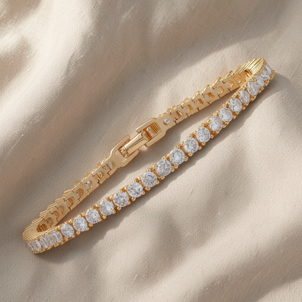 Double Row Crystal Tennis Bracelet